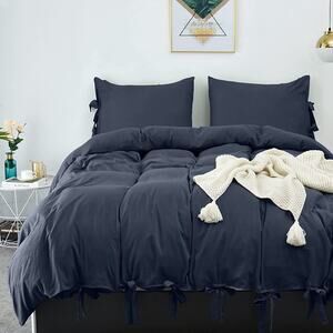 Brushed Microfiber Duvet Cover, 3-Piece Ultra-Soft Lace Duvet Cover Set Queen